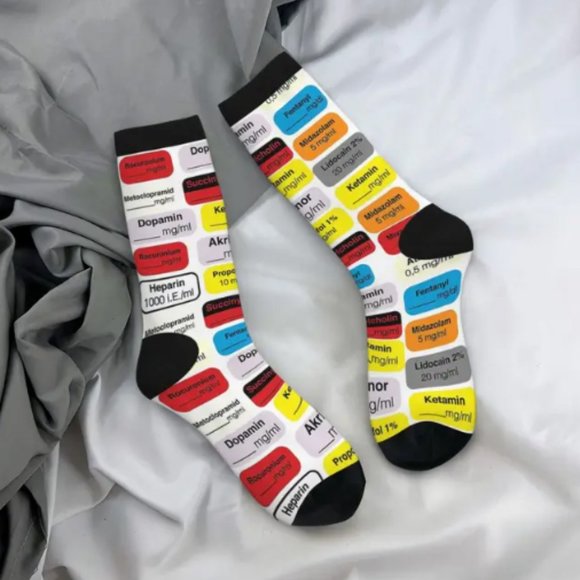 Doctor Medical Nurse Hospital Anesthesia Medication Unisex Winter Socks … - Picture 2 of 9